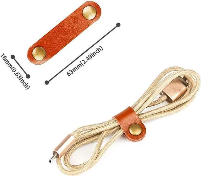 Alt view image 2 of 7 - 24 Pcs Leather Cable Straps Multi Color Handmade Leather Cord Organizer Portable Cable Tie Keeper Earphone Winder USB Cable Clips(2 Sizes,5 Colors)