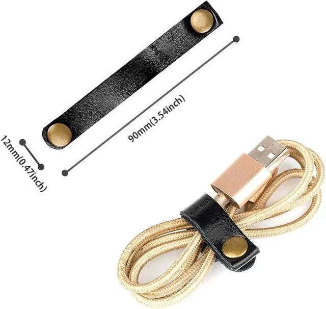 Alt view image 3 of 7 - 24 Pcs Leather Cable Straps Multi Color Handmade Leather Cord Organizer Portable Cable Tie Keeper Earphone Winder USB Cable Clips(2 Sizes,5 Colors)