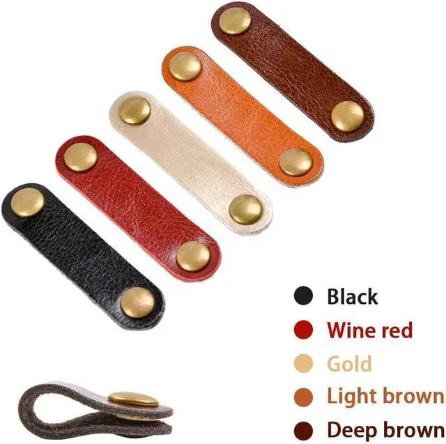 Alt view image 5 of 7 - 24 Pcs Leather Cable Straps Multi Color Handmade Leather Cord Organizer Portable Cable Tie Keeper Earphone Winder USB Cable Clips(2 Sizes,5 Colors)