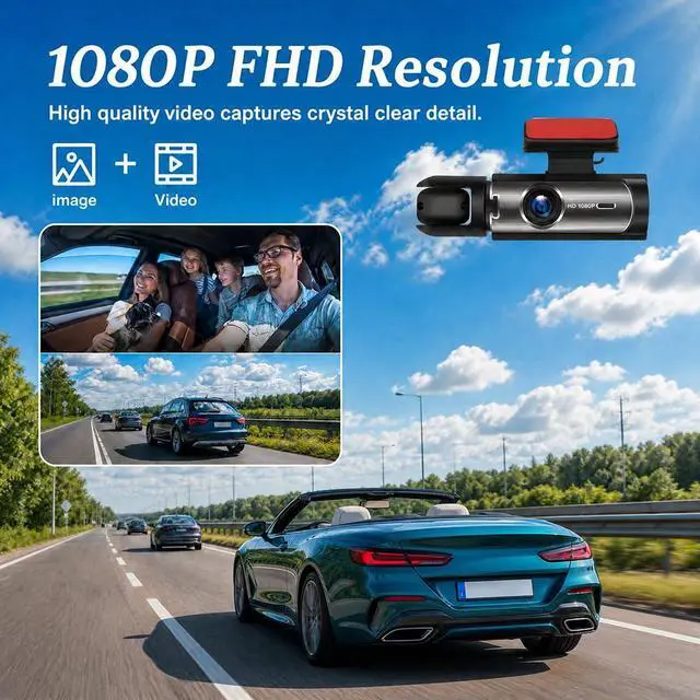 Alt view image 2 of 7 - Dash Cam Front and Inside, HD 1080P Dual Camera Car Dashboard Recorder with Display Screen (Front and Inside)