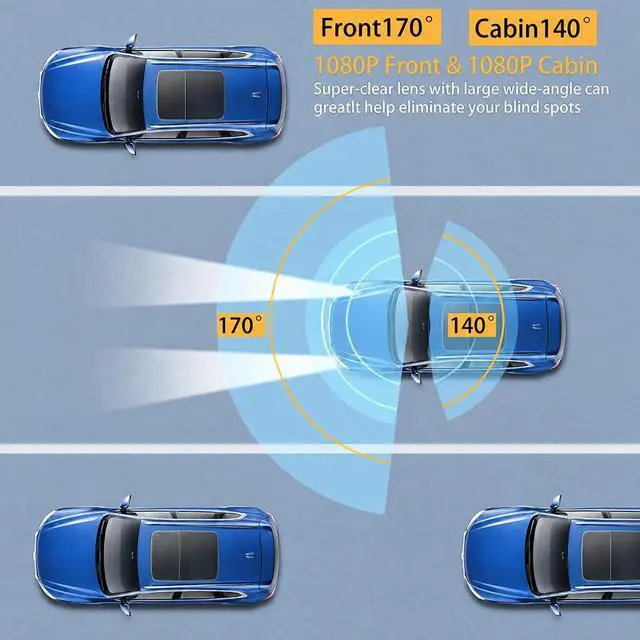 Alt view image 5 of 7 - Dash Cam Front and Inside, HD 1080P Dual Camera Car Dashboard Recorder with Display Screen (Front and Inside)