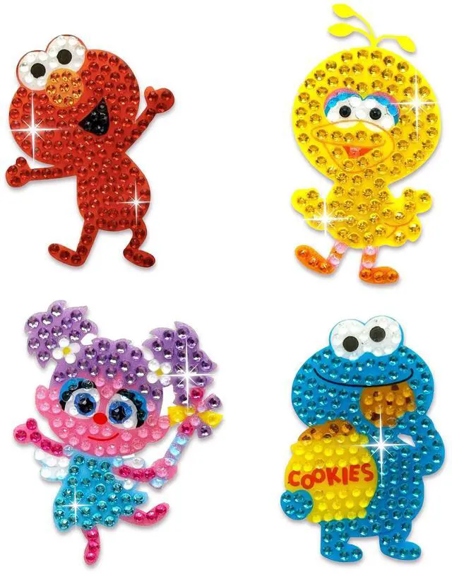Main image of ® Rhinestone Stickers x Sesame Street - Elmo and Friends 4-Pack, 2 x 2 Unique Sparkly Cut-to-Shape - Collecting, Trading, Laptops, Phone Cases, Scrapbooks - Kids, Teens, Adults