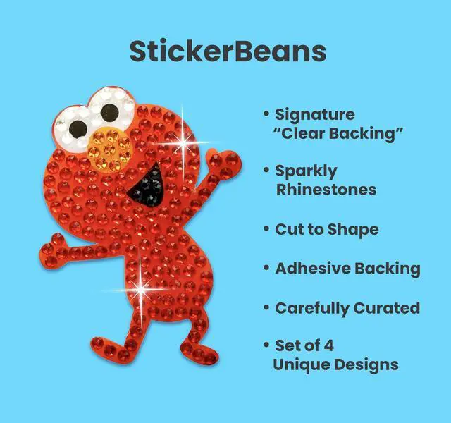 Alt view image 3 of 7 - ® Rhinestone Stickers x Sesame Street - Elmo and Friends 4-Pack, 2 x 2 Unique Sparkly Cut-to-Shape - Collecting, Trading, Laptops, Phone Cases, Scrapbooks - Kids, Teens, Adults