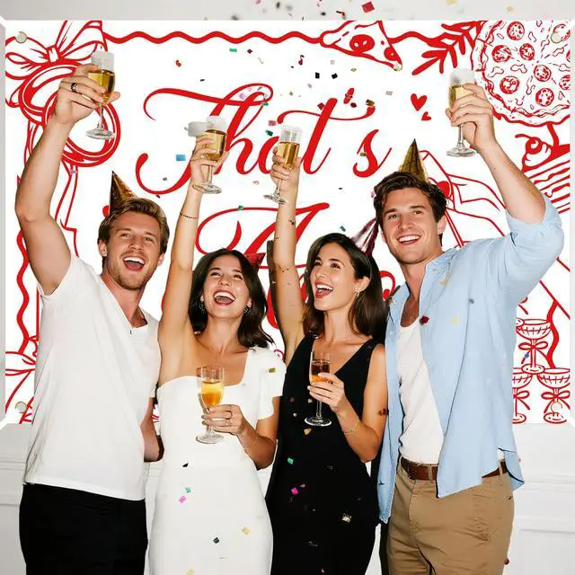 Alt view image 6 of 7 - That's Amore Backdrop Thats Amore Party Decorations Italian Themed Wedding Bridal Shower Bachelorette Party Decoration Supplies Red 7x5ft