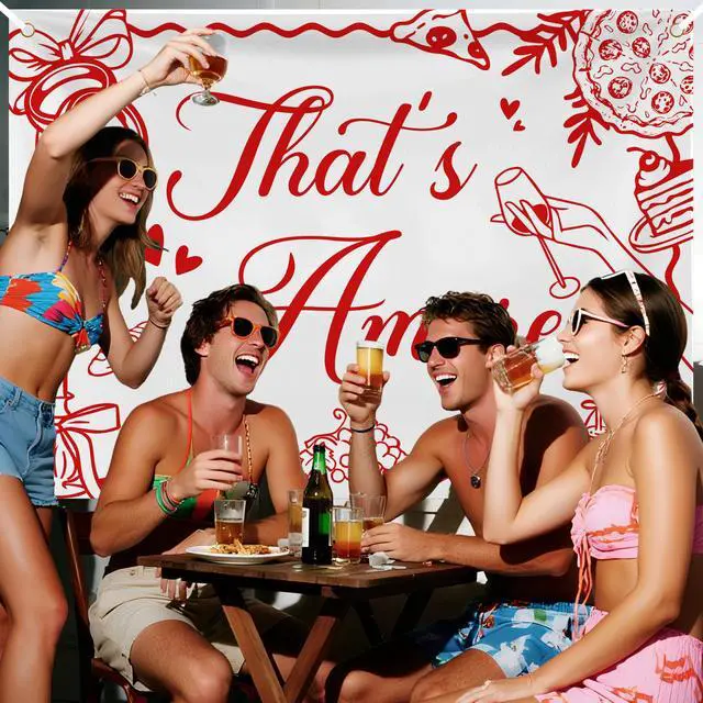 Alt view image 5 of 7 - That's Amore Backdrop Thats Amore Party Decorations Italian Themed Wedding Bridal Shower Bachelorette Party Decoration Supplies Red 7x5ft