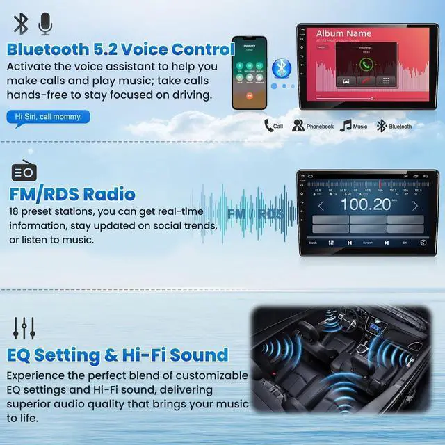 Alt view image 4 of 7 - 4G+64G Car Stereo for Toyota Corolla 2009-2013, 9 Inch Android 13 Touch Screen Corolla Radio with Wireless CarPlay, Android Auto, GPS Navi, 5G WiFi, Bluetooth 5.2, HD Rear Camera, SWC,FM Radio