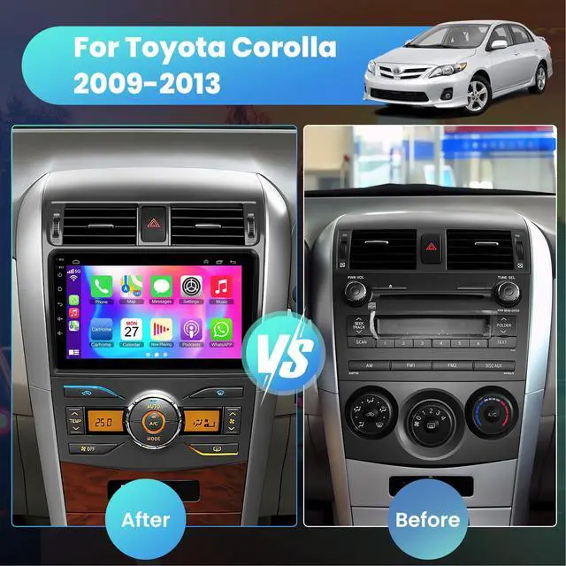Alt view image 6 of 7 - 4G+64G Car Stereo for Toyota Corolla 2009-2013, 9 Inch Android 13 Touch Screen Corolla Radio with Wireless CarPlay, Android Auto, GPS Navi, 5G WiFi, Bluetooth 5.2, HD Rear Camera, SWC,FM Radio
