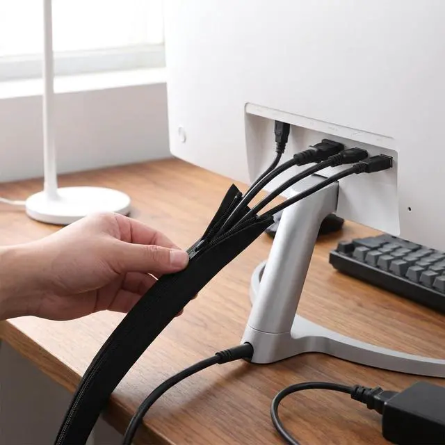 Alt view image 4 of 7 - 15-Pack Black Cable Sleeve Organizers for Wires- Zipper Cord Management | 19.7" x 3.5" Durable Cord Organizers, Easy to Install & Use, Safety Cable Sleeve Storage