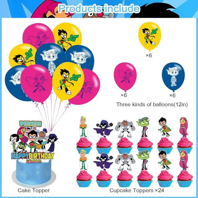 Alt view image 3 of 7 - Teen Birthday Backdrop,Cartoon Titans Go Poster for Cartoon Theme Party Decorations Anime Birthday Supplies Background Studio Shoot Photo Props