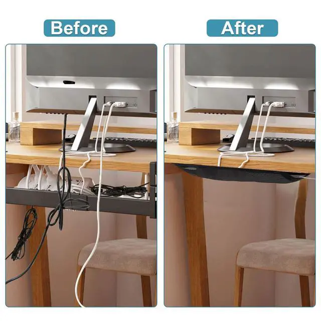 Alt view image 3 of 7 - Under Desk Cable Management Net, 36PCS Under Table Cord Management Mesh Organizer Flexible Wire Hiders, Extra Large Capacity Wire Management Kit Under Desk, Fits Most Tables