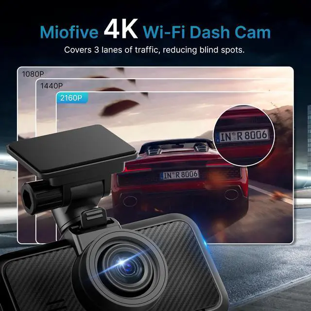 Alt view image 2 of 7 - S1 E 4K Dash Cam Front - 2160P UHD Car Dashboard Camera with 3" IPS | Built-in WiFi, GPS Tracking, Smart App Control, WDR Night Vision, 24H Parking Monitor, Emergency G-Sensor, Loop Recording