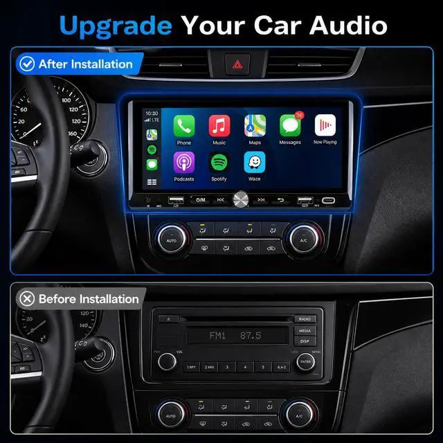 Alt view image 7 of 7 - Single Din Car Stereo - 6.9" InCell Touchscreen Car Radio with Wireless Apple Carplay Android Auto, Car Audio with Bluetooth 5.2 Mirror Link Backup Camera USB/Type C Fast Charge FM EQ SWC