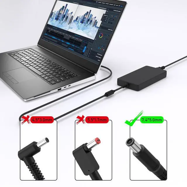 Alt view image 2 of 7 - 240W 180W 7.4mm AC Adapter Fit for Dell Precision Alienware OptiPlex | Compatible with Dell Precision 7680 M6800-M6700 Alienware G5 G7 OptiPlex 7000 Micro 7010 7020 7080 7090