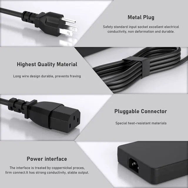 Alt view image 4 of 7 - 240W 180W 7.4mm AC Adapter Fit for Dell Precision Alienware OptiPlex | Compatible with Dell Precision 7680 M6800-M6700 Alienware G5 G7 OptiPlex 7000 Micro 7010 7020 7080 7090