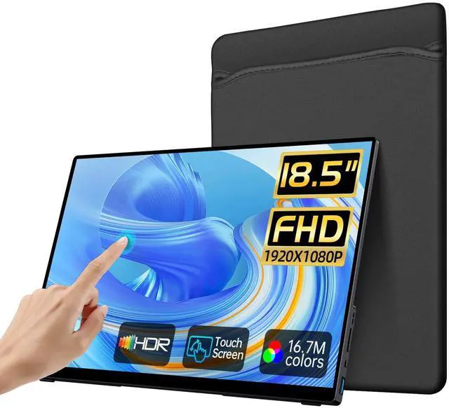 Main image of Portable Monitor Touchscreen,18.5'' FHD IPS Touch Screen Monitor, Travel Monitors w/Kickstand & Speaker, HDMI USB C External Screen for Laptop PC 10-Point Touch for Windows devs
