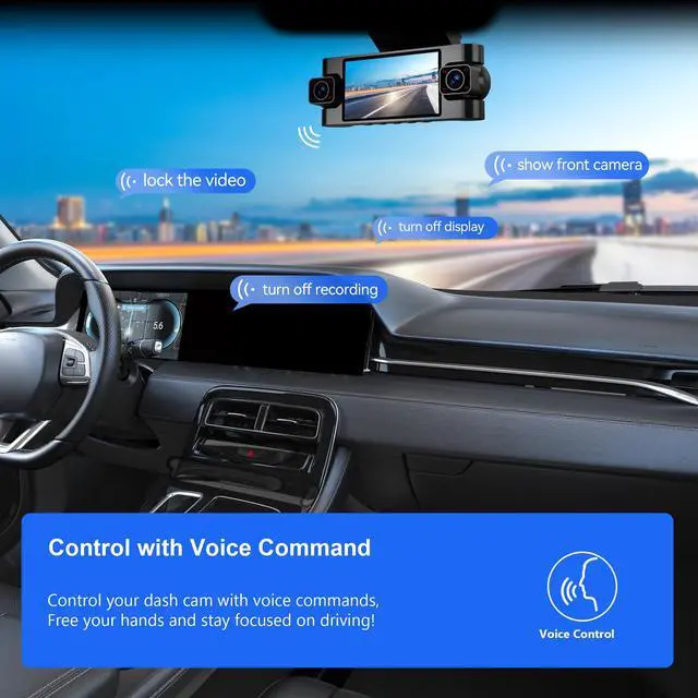 Alt view image 7 of 7 - 4 Channel Dash Cam 360 for Cars, 4k dashcam Front Rear Inside Camera with 128GB Card, 5.8GHz WiFi GPS, Voice Control, Super Night Vision, 24/7 Parking Monitor, Loop Recording