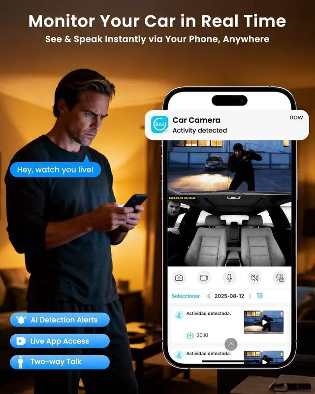 Alt view image 3 of 7 - 4G LTE Dash Cam with SIM Card, Remote Live View & 24/7 Parking Monitor | Car Security Camera with AI Motion Alerts, 2-Way Talk, G-Sensor, SD/Cloud, Theft & Vandalism Protection for Fleet & Family