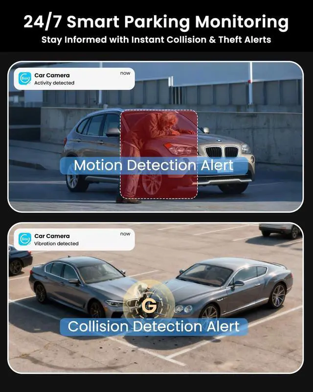 Alt view image 4 of 7 - 4G LTE Dash Cam with SIM Card, Remote Live View & 24/7 Parking Monitor | Car Security Camera with AI Motion Alerts, 2-Way Talk, G-Sensor, SD/Cloud, Theft & Vandalism Protection for Fleet & Family