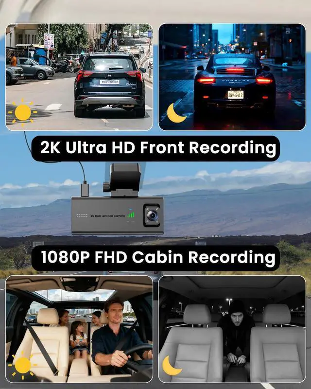 Alt view image 6 of 7 - 4G LTE Dash Cam with SIM Card, Remote Live View & 24/7 Parking Monitor | Car Security Camera with AI Motion Alerts, 2-Way Talk, G-Sensor, SD/Cloud, Theft & Vandalism Protection for Fleet & Family