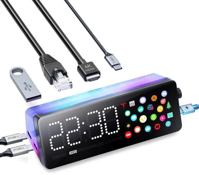 Main image of Laptop Docking Station, 7-in-1 USB C Docking Station with Screen, Multiple Built-in Apps, USB C Dock with HDMI 4K@60Hz, 90W Max Power Delivery, 1 Gbps Ethernet, Multiport Adapter for Dell/HP/MacBook