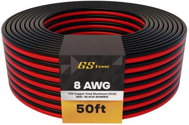 Main image of 100ft CCA 8 Gauge Wire Automotive, 50 ft Red & Black Bonded, 10 AWG 12v, Speaker Electrical Wire Low Voltage Primary for Car Stereo Audio Amplifier Trailer Harness Hookup Wiring DIY