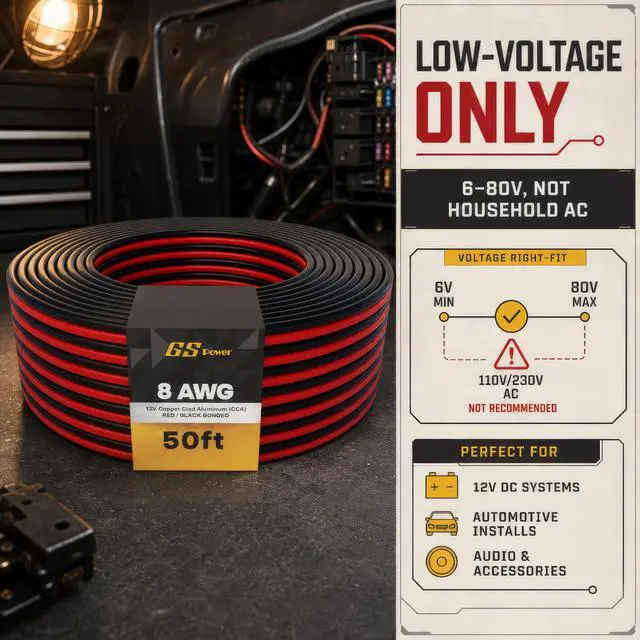Alt view image 3 of 7 - 100ft CCA 8 Gauge Wire Automotive, 50 ft Red & Black Bonded, 10 AWG 12v, Speaker Electrical Wire Low Voltage Primary for Car Stereo Audio Amplifier Trailer Harness Hookup Wiring DIY