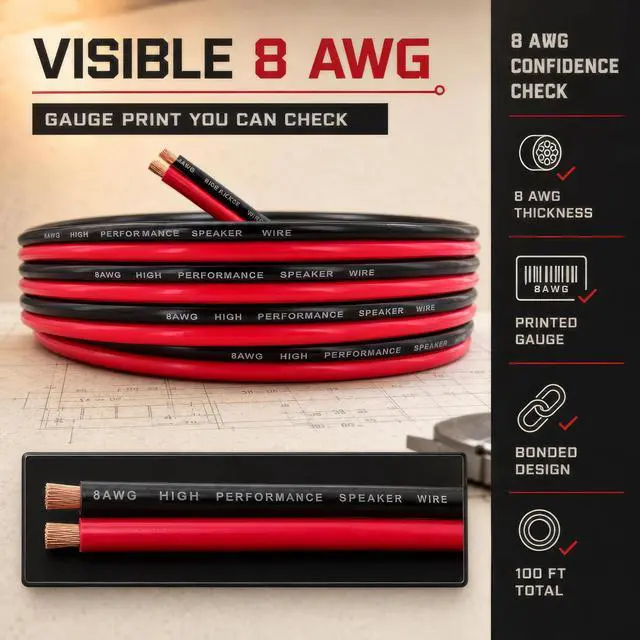 Alt view image 5 of 7 - 100ft CCA 8 Gauge Wire Automotive, 50 ft Red & Black Bonded, 10 AWG 12v, Speaker Electrical Wire Low Voltage Primary for Car Stereo Audio Amplifier Trailer Harness Hookup Wiring DIY