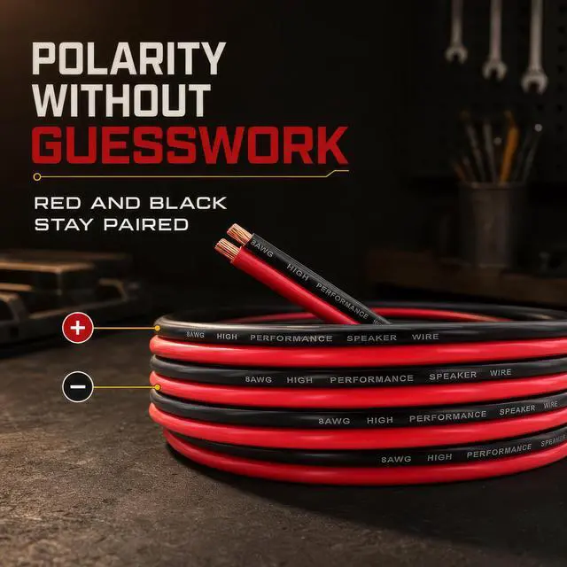 Alt view image 4 of 7 - 100ft CCA 8 Gauge Wire Automotive, 50 ft Red & Black Bonded, 10 AWG 12v, Speaker Electrical Wire Low Voltage Primary for Car Stereo Audio Amplifier Trailer Harness Hookup Wiring DIY