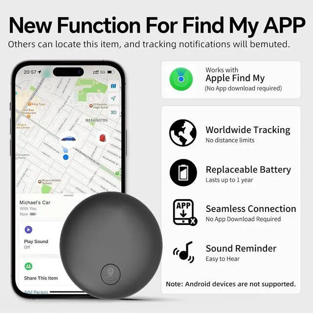 Alt view image 7 of 7 - GPS Tracker for Dogs, Smart Collar with Real-Time Location - Pet Location Tracker with Holder No Monthly Fee/No SIM Card, Works with iOS Find My, Ultra-Slim, IP68 Waterproof, Reliable Performance