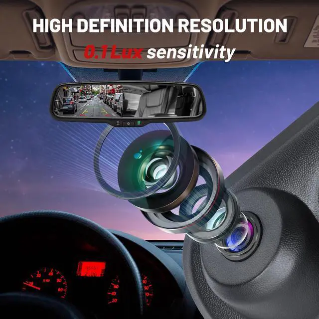 Alt view image 4 of 7 - Tailgate Backup Camera + 7" Rear View Mirror Screen Monitor Fit for Ford 2004-2014 F150/ 2009-2016 F250/F350 Pickup Trucks 4.3 Mirror Video LCD, Reverse Adjustable Parking Line Safety