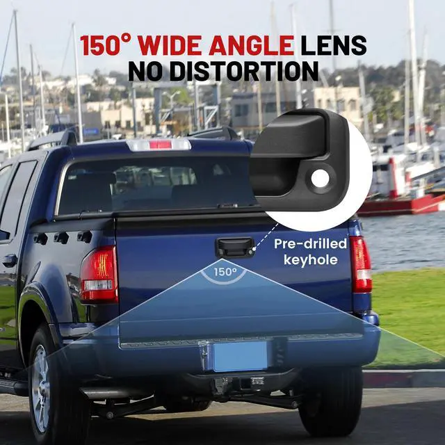 Alt view image 5 of 7 - Tailgate Backup Camera + 7" Rear View Mirror Screen Monitor Fit for Ford 2004-2014 F150/ 2009-2016 F250/F350 Pickup Trucks 4.3 Mirror Video LCD, Reverse Adjustable Parking Line Safety