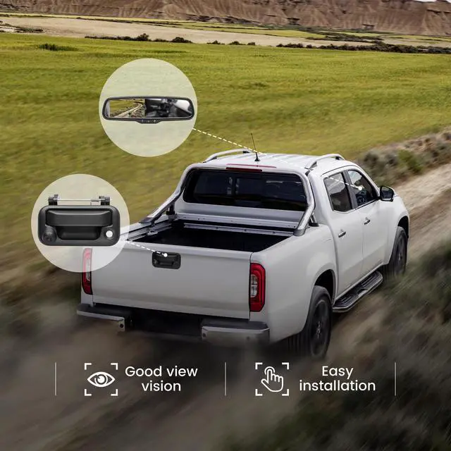 Alt view image 7 of 7 - Tailgate Backup Camera + 7" Rear View Mirror Screen Monitor Fit for Ford 2004-2014 F150/ 2009-2016 F250/F350 Pickup Trucks 4.3 Mirror Video LCD, Reverse Adjustable Parking Line Safety