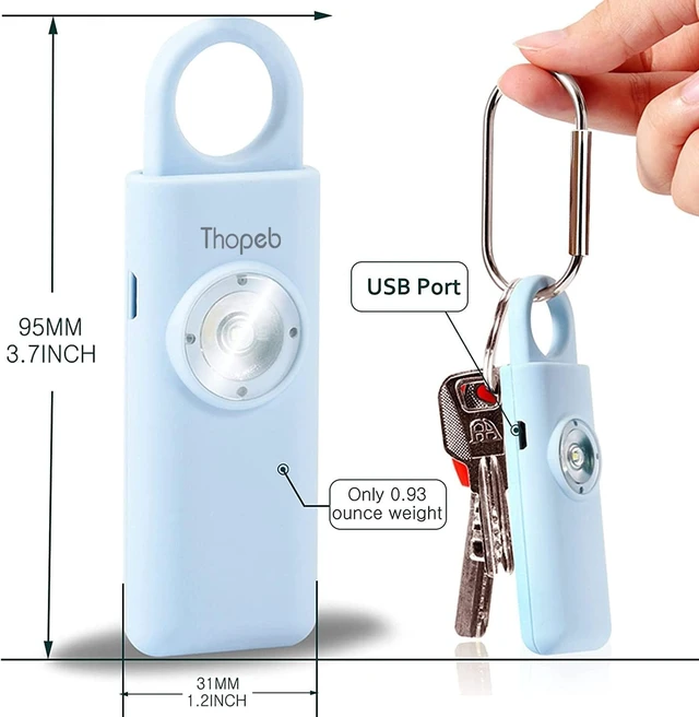 Alt view image 2 of 7 - Personal Safety Alarm for Women Upgraded Rechargeable Strobe with Separate Switch, 135dB Siren, Long-Lasting Protection, Stylish Keychain (Aqua)