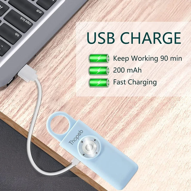 Alt view image 3 of 7 - Personal Safety Alarm for Women Upgraded Rechargeable Strobe with Separate Switch, 135dB Siren, Long-Lasting Protection, Stylish Keychain (Aqua)