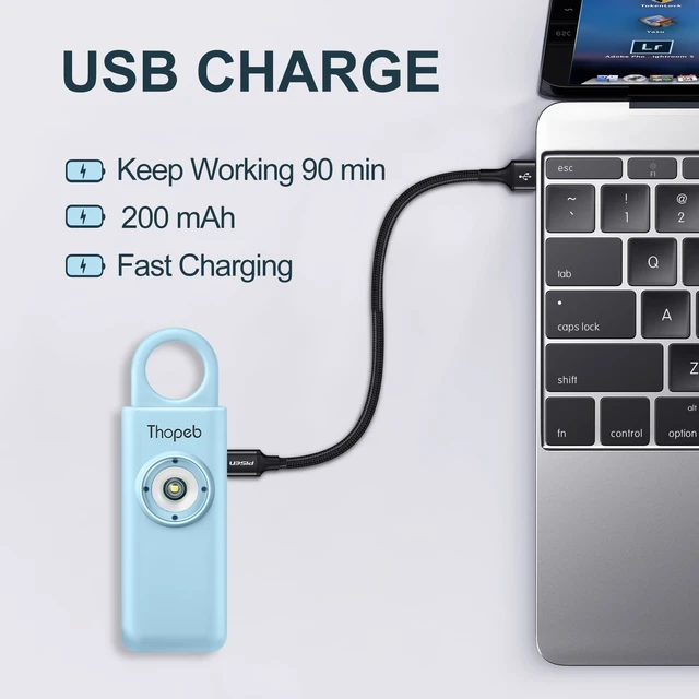 Alt view image 6 of 7 - Personal Safety Alarm for Women Upgraded Rechargeable Strobe with Separate Switch, 135dB Siren, Long-Lasting Protection, Stylish Keychain (Aqua)