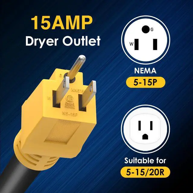 Alt view image 4 of 7 - Renters Friendly NEMA 5-15P Household Plug to 10-30R Dryer Adapter Cord 12 Inch Heavy Duty STW 10 Gauge ONLY for 120V Device EV Power Cord