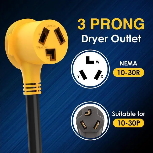 Alt view image 2 of 7 - Renters Friendly NEMA 5-15P Household Plug to 10-30R Dryer Adapter Cord 12 Inch Heavy Duty STW 10 Gauge ONLY for 120V Device EV Power Cord