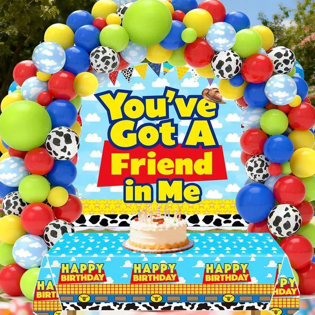 Alt view image 4 of 7 - Blue Sky Cartoon Story Birthday Balloons Arch You've Got A Friend in Me Backdrop and Table Cloth for Boys 1st 2nd 3rd 4th 10th Cartoon Story Birthday Party Supplies Decorations