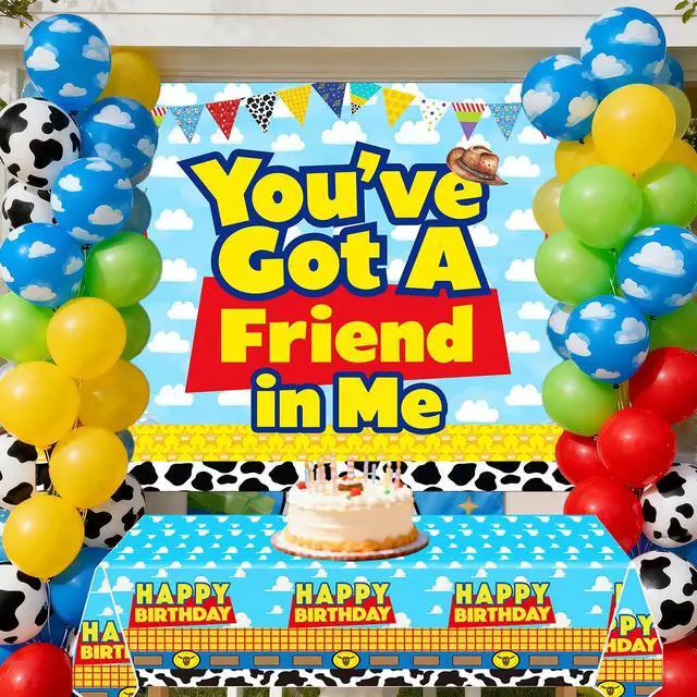 Alt view image 5 of 7 - Blue Sky Cartoon Story Birthday Balloons Arch You've Got A Friend in Me Backdrop and Table Cloth for Boys 1st 2nd 3rd 4th 10th Cartoon Story Birthday Party Supplies Decorations