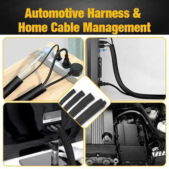 Alt view image 6 of 6 - 300 Inch Self-Wrapping Split Braided Sleeve Cable Management,Automotive Wire Loom Cord Covers,Harness Wires Cord Protectors,Wire Loom Tubing Cable Organizer (3/8"-25ft)