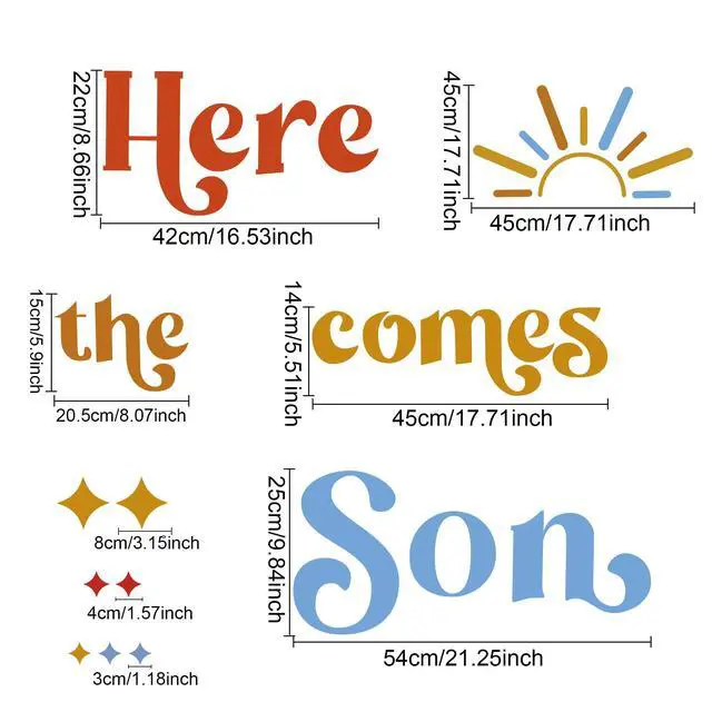 Alt view image 2 of 6 - Here Comes The Son Sign Baby Shower Decoration Backdrop, Backdrop Sticker for Newborn Party Decorations,Baby Shower Party Photo Props,Gender Reveal Neutral Sticker