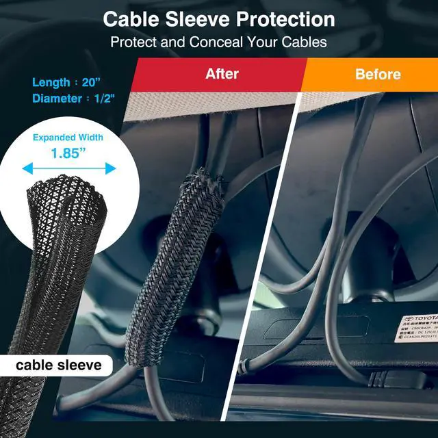 Alt view image 4 of 6 - Dash Cam Installation Kit Trim Removal Tool, 20 Strong Adhesive Cable Clips, Reusable Cable Ties, Split Sleeve & Foam Pads Clean Car Wire Organizer