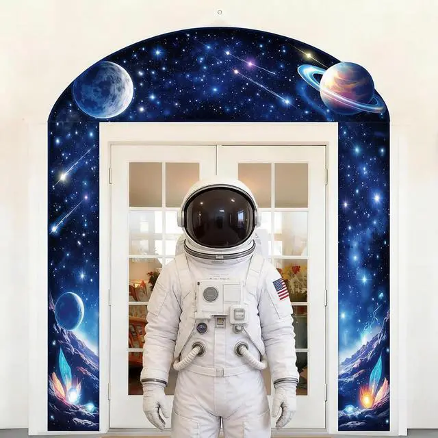 Main image of 3PCS Outer Space Solar System Door Decorations Porch Banner Galaxy Starry Photo Background Planet Earth Moon Universe Milky Way Hanging Backdrop Props Supplies Photography
