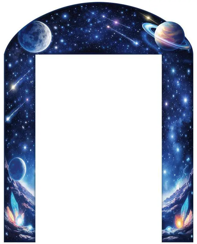 Alt view image 6 of 6 - 3PCS Outer Space Solar System Door Decorations Porch Banner Galaxy Starry Photo Background Planet Earth Moon Universe Milky Way Hanging Backdrop Props Supplies Photography