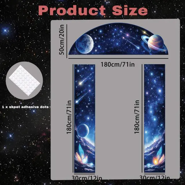 Alt view image 4 of 6 - 3PCS Outer Space Solar System Door Decorations Porch Banner Galaxy Starry Photo Background Planet Earth Moon Universe Milky Way Hanging Backdrop Props Supplies Photography