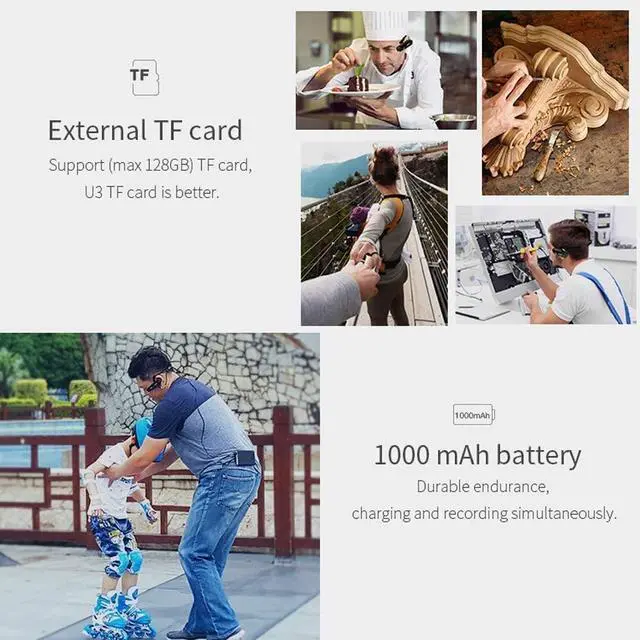 Alt view image 6 of 6 - Camcorder 4K Head Mounted Camera EP6 Wearable Video Camera FHD 1080P 60FPS Vlog Video Recorder WiFi Hands-Off Camera Webcam (32GB Memory Card Included)