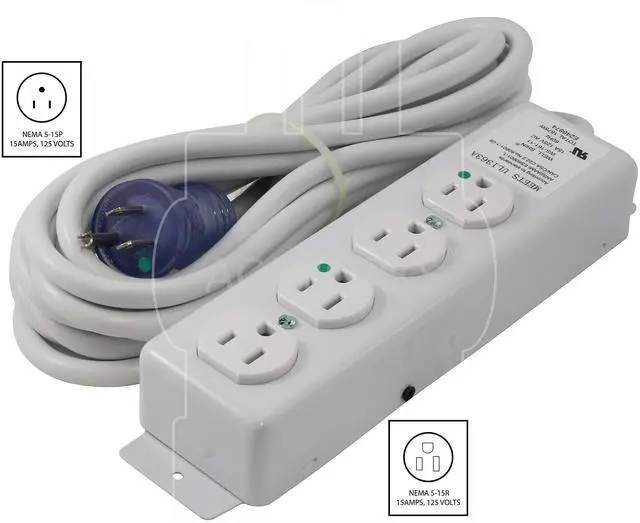 Alt view image 2 of 6 - Medical Hospital Grade Power Strip Meets UL 1363A CSA 60601 Approval (15FT- 4 Outlets)