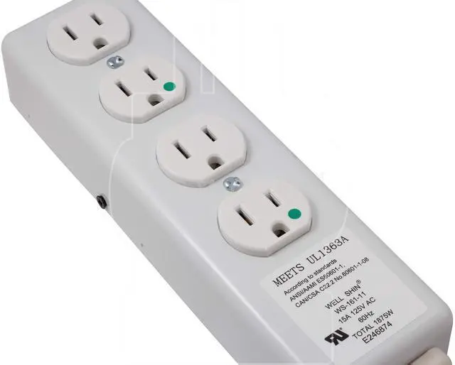 Alt view image 4 of 6 - Medical Hospital Grade Power Strip Meets UL 1363A CSA 60601 Approval (15FT- 4 Outlets)