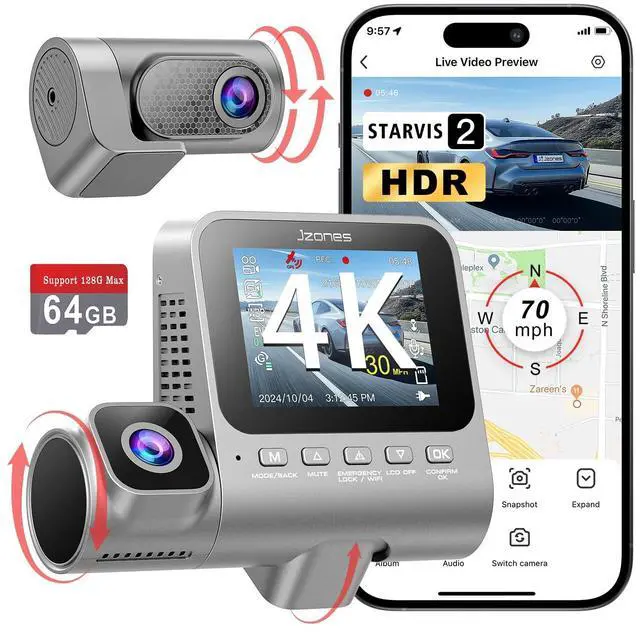 Main image of 3 Channel 4K Dash Cam, STARVIS 2 IMX675, 4K+1080P+1080P Front Inside and Rear Triple Car Camera, Built in GPS WiFi Dash Camera for Cars, IR Night Vision, 24H Parking Mode,Support 256GB Max