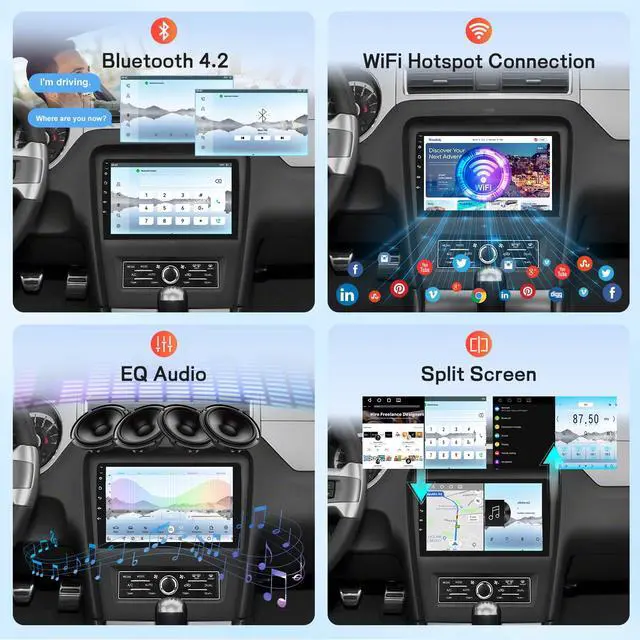 Alt view image 7 of 7 - 2G+64G Car Stereo for Ford Mustang 2010-2014 | with 10.1 inch Touchscreen Radio with Wireless Carplay/Android Auto/GPS/Bluetooth/FM/RDS/SWC/Backup Camera
